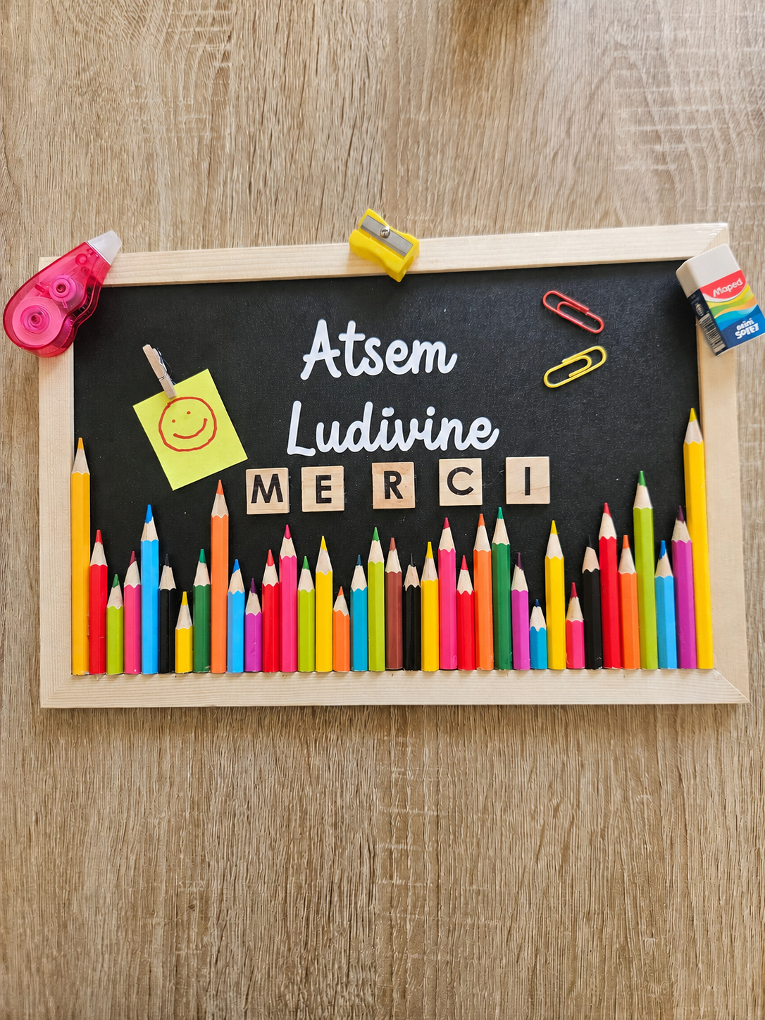 Ardoise personnalisée de fin d'année scolaire